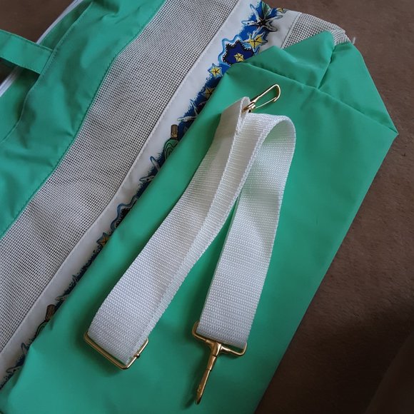 Vintage Large Escada Green Nylon Beach Bag-Handle-Shoulder Strap - Picture 6 of 6